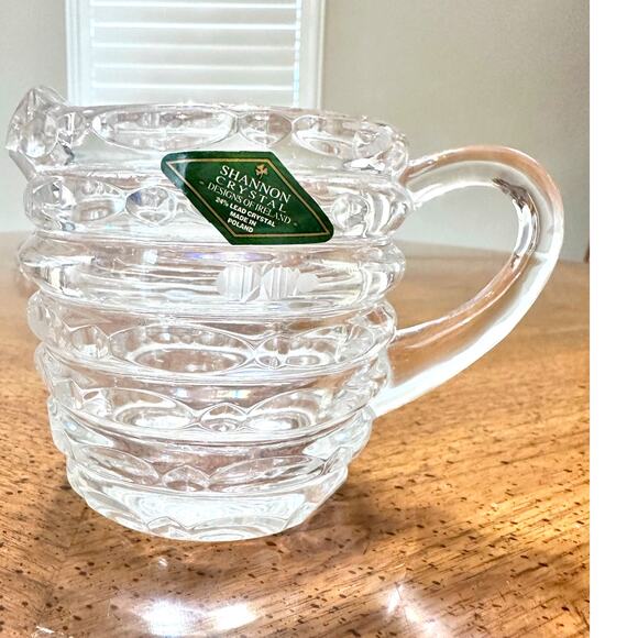 Shannon by Godinger 24% Lead Crystal Beehive Sugar/Creamer/Spoon Set-NEW in Box! - Picture 6 of 9